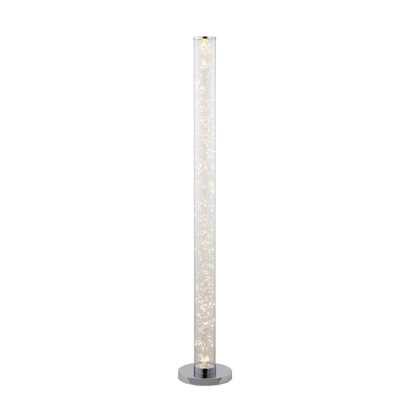 Home Outfitters 49" Steel LED Column Floor Lamp With Clear Drum Shade