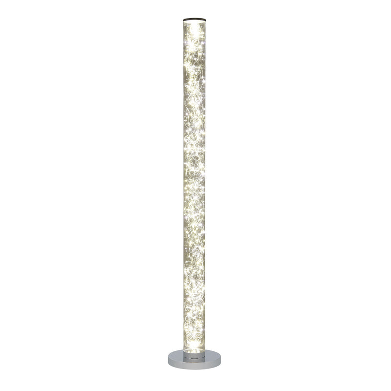 Home Outfitters 49" Steel LED Column Floor Lamp With Clear Drum Shade