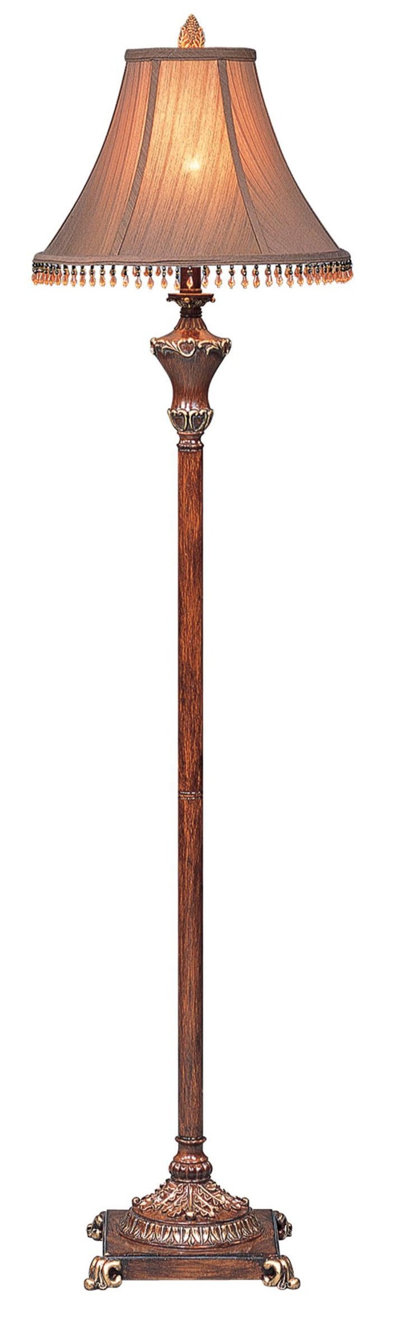 Home Outfitters 60" Brown Traditional Floor Lamp With Brown Empire Shade with Beads