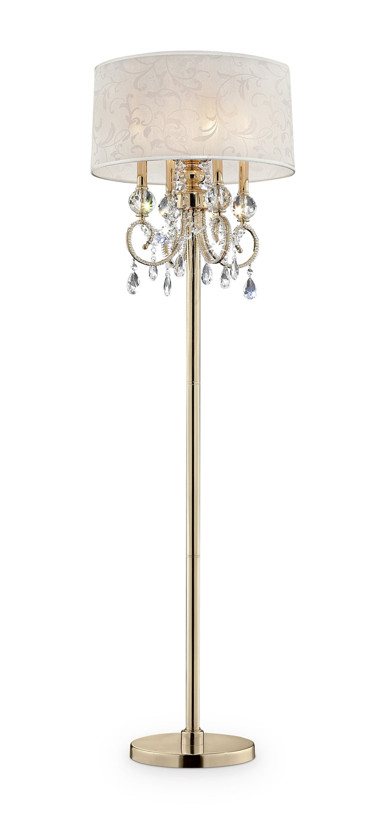 Home Outfitters Stunning Brass Gold Finish Floor Lamp with Crystal Accents