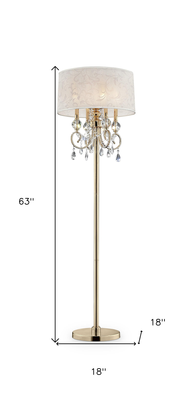 Home Outfitters Stunning Brass Gold Finish Floor Lamp with Crystal Accents