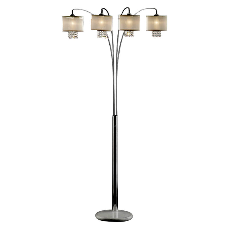 Home Outfitters 88" Steel Four Light Arched Floor Lamp With Silver Drum Shade