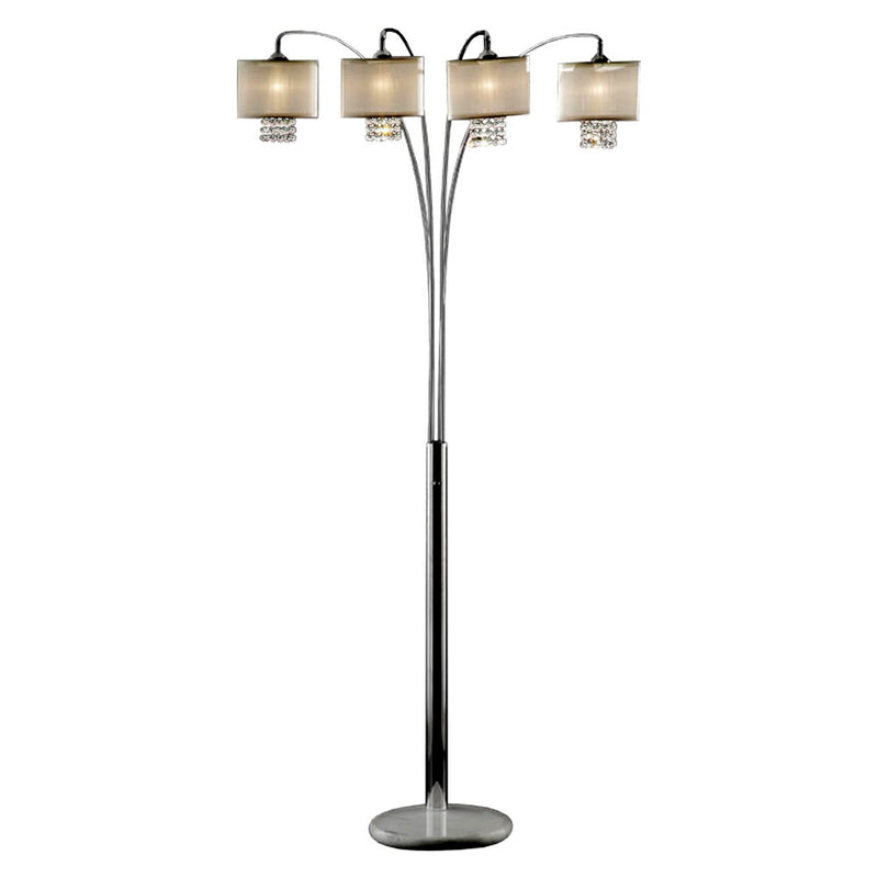 Home Outfitters 88" Steel Four Light Arched Floor Lamp With Silver Drum Shade