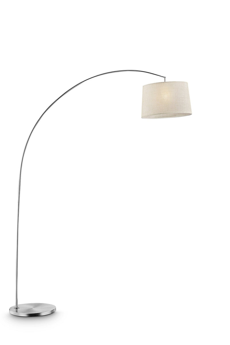 Home Outfitters 85" Steel Adjustable Arched Floor Lamp With White Drum Shade