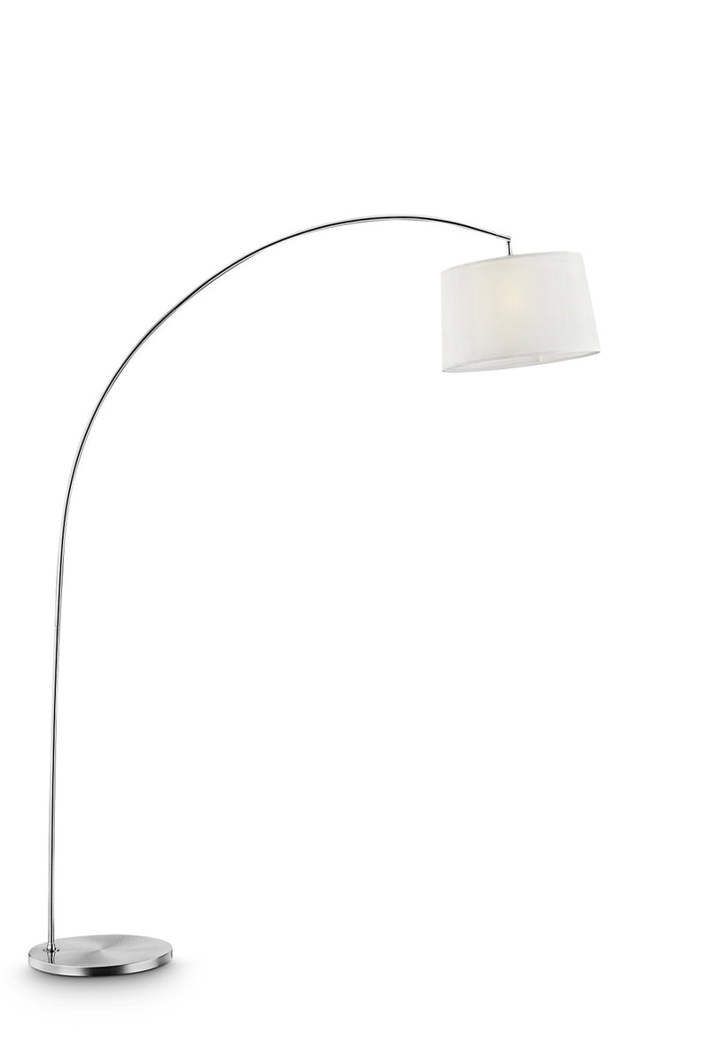 Home Outfitters 85" White Adjustable Arched Floor Lamp With White Drum Shade