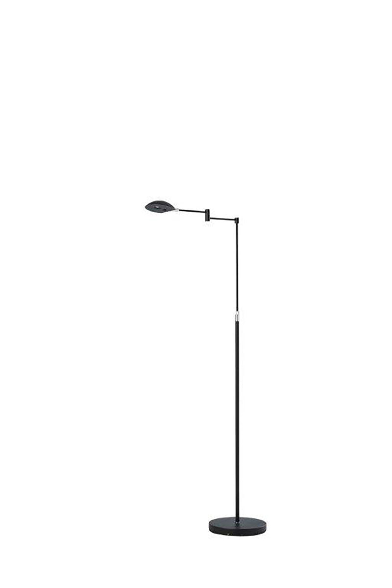 Home Outfitters 50" Black LED Swing Arm Floor Lamp With Black Dome Shade