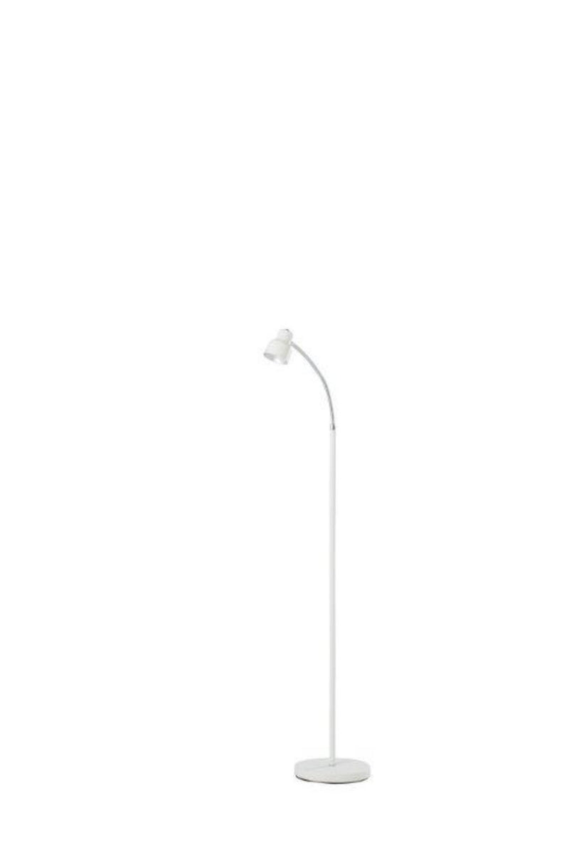 Home Outfitters 48" White LED Arched Floor Lamp With White Bell Shade