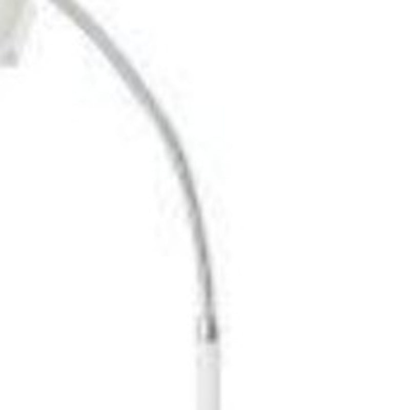 Home Outfitters 48" White LED Arched Floor Lamp With White Bell Shade