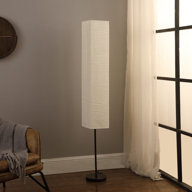 Home Outfitters 63" Black Column Floor Lamp With Off White Rectangular Paper Shade