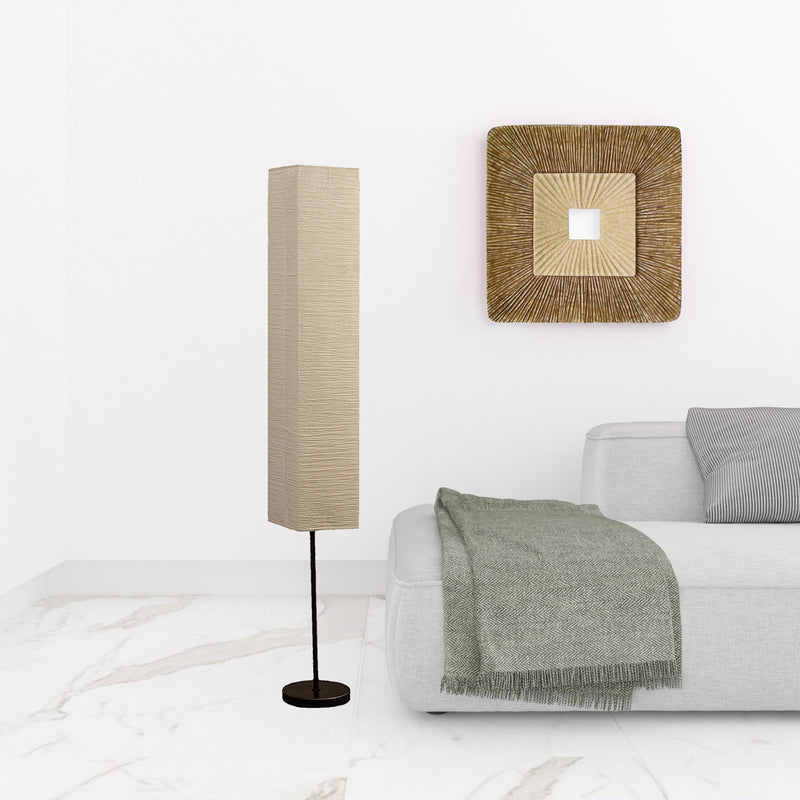 Home Outfitters 63" Black Column Floor Lamp With Off White Rectangular Paper Shade