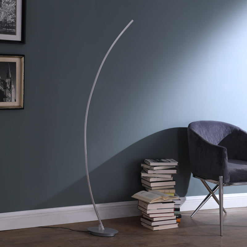 Home Outfitters 62" Silver And Soft White Arc LED Floor Lamp