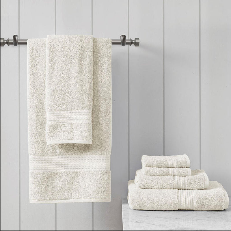 Home Outfitters Ivory 100% Cotton 6 Piece Bath Towel Set , Absorbent, Bathroom Spa Towel, Modern/Contemporary