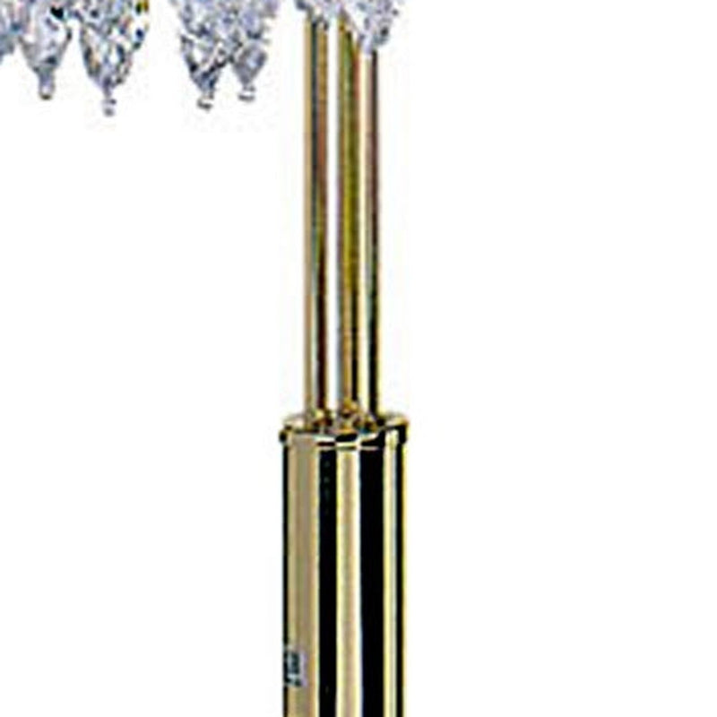 Home Outfitters 63" Gold Three Lights Candelabra Floor Lamp With Clear Faux Crystal Shades