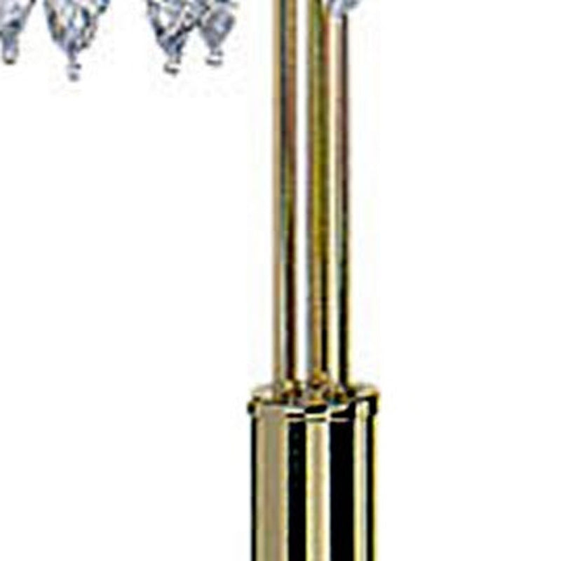 Home Outfitters 63" Gold Three Lights Candelabra Floor Lamp With Clear Faux Crystal Shades