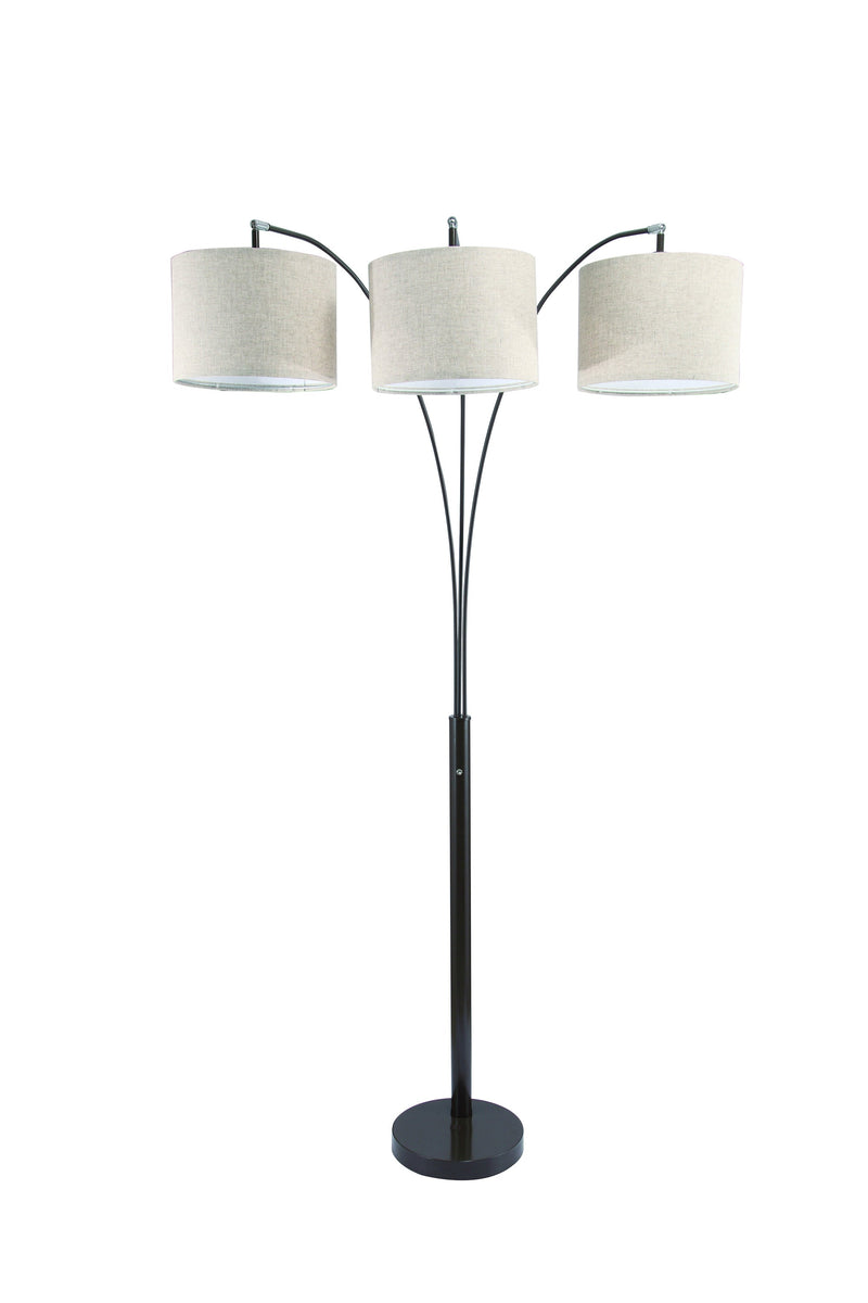 Home Outfitters 84" Beige And Espresso Brown Three Lights Tree Floor Lamp With Beige Drum Shade