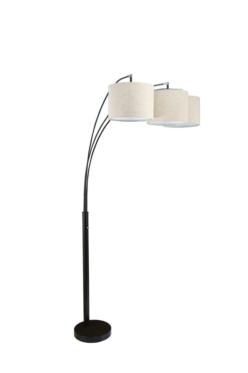 Home Outfitters 84" Beige And Espresso Brown Three Lights Tree Floor Lamp With Beige Drum Shade