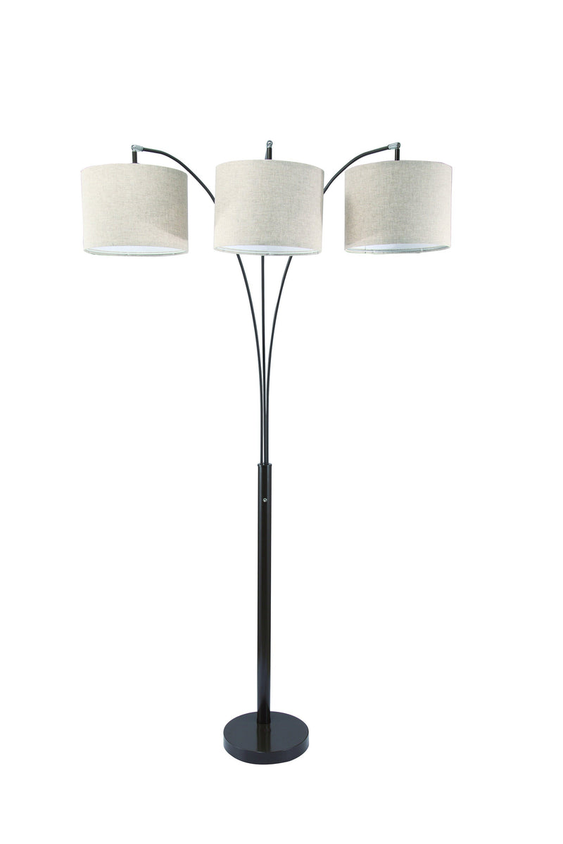 Home Outfitters 84" Beige And Espresso Brown Three Lights Tree Floor Lamp With Beige Drum Shade