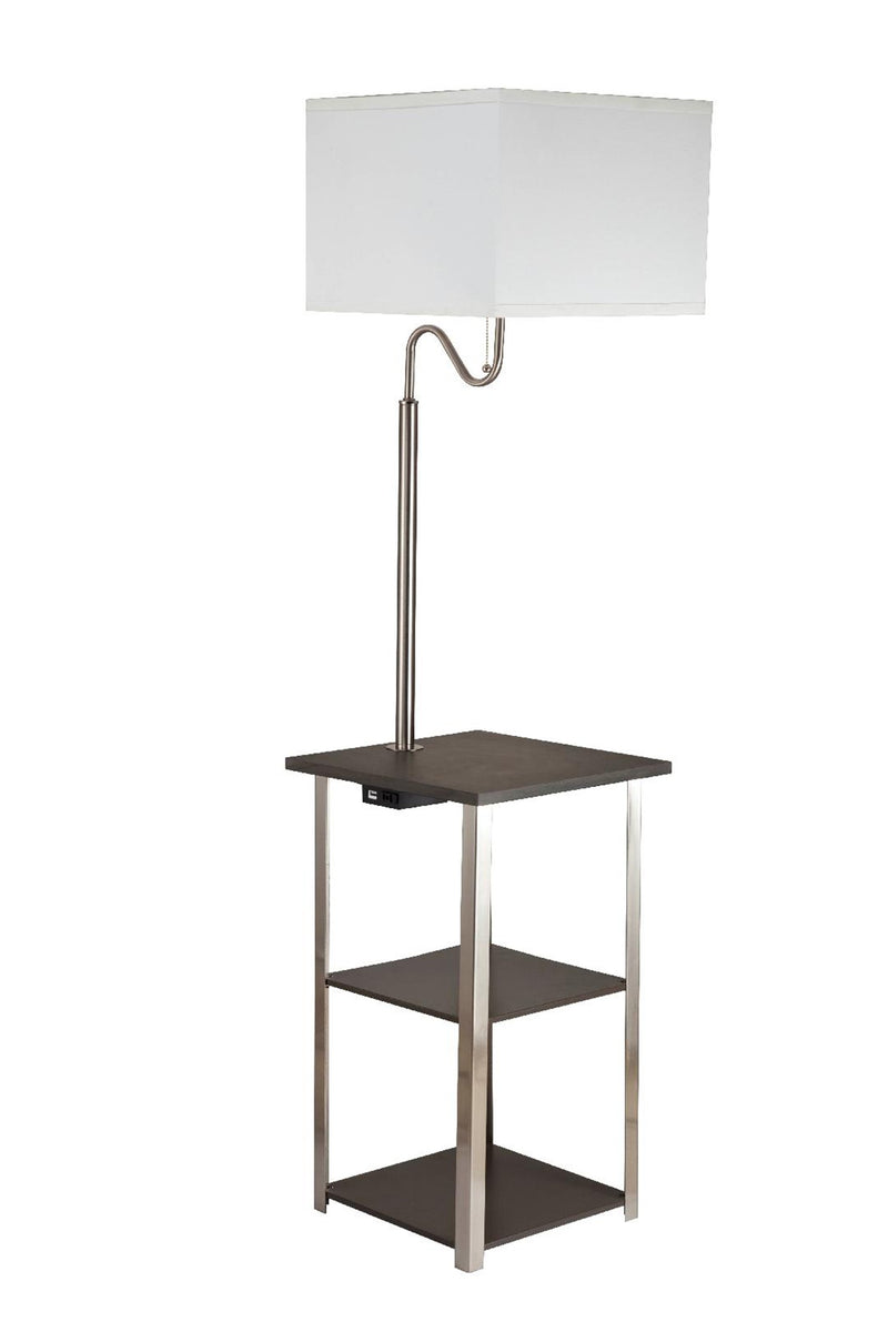 Home Outfitters 58" Steel Tray Table Floor Lamp With White Square Shade