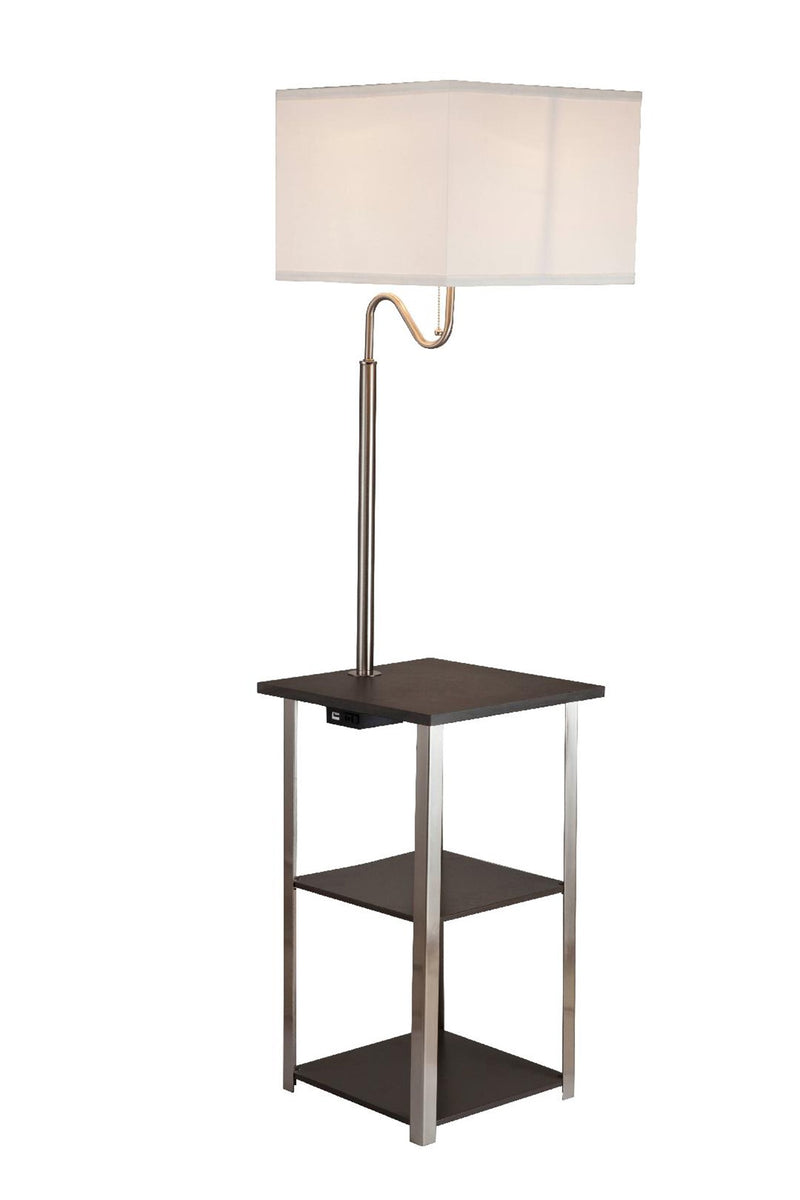 Home Outfitters 58" Steel Tray Table Floor Lamp With White Square Shade