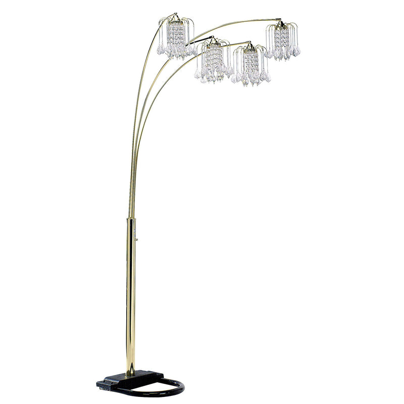 Home Outfitters 84" Gold Four Lights Tree Floor Lamp With Clear Chandelier Shade