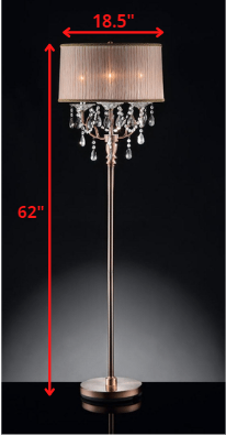 Home Outfitters 62" Steel Three Light Candelabra Floor Lamp With Silvery Pink Drum Shade