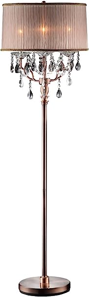 Home Outfitters 62" Steel Three Light Candelabra Floor Lamp With Silvery Pink Drum Shade