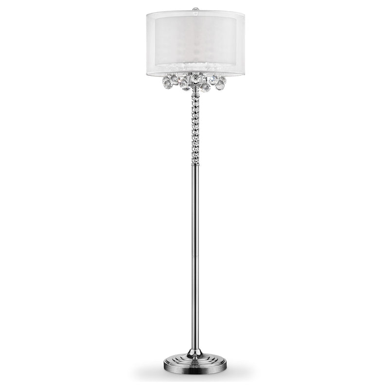 Home Outfitters 63" Steel Three Light Candelabra Floor Lamp With White Drum Shade