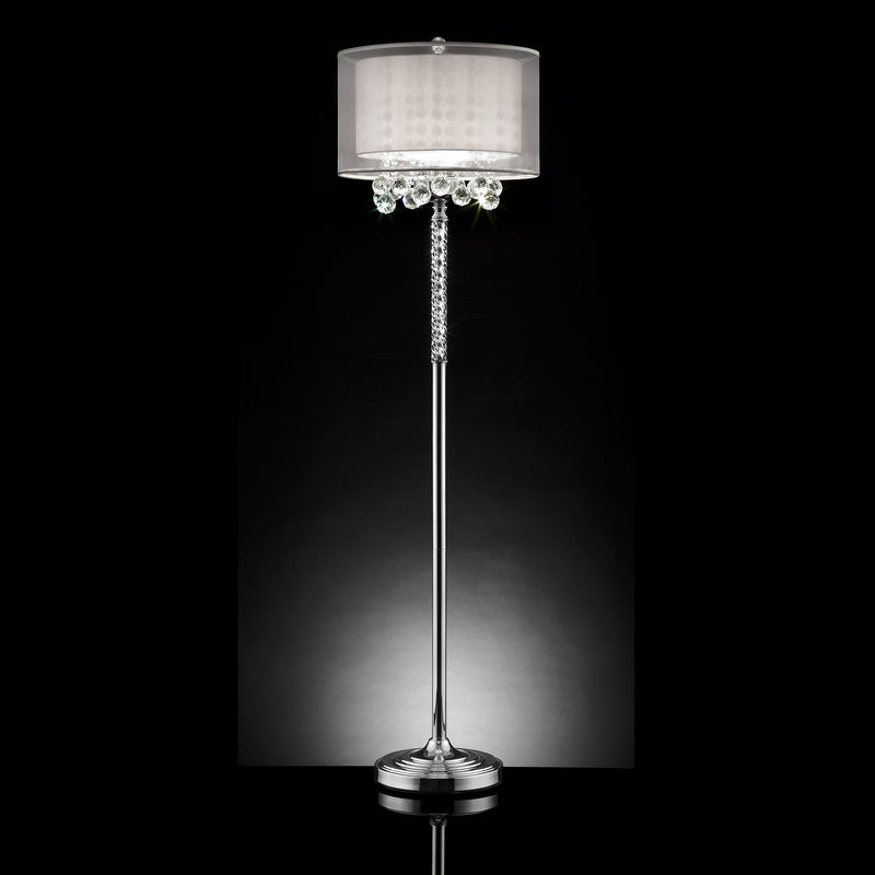 Home Outfitters 63" Steel Three Light Candelabra Floor Lamp With White Drum Shade