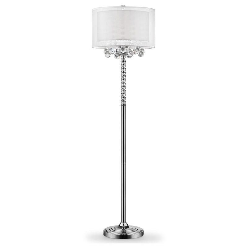 Home Outfitters 63" Steel Three Light Candelabra Floor Lamp With White Drum Shade