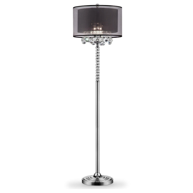 Home Outfitters Contempo Silver Floor Lamp with Black Shade and Crystal Accents