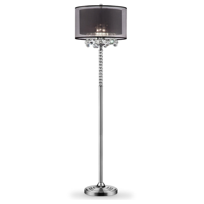 Home Outfitters Contempo Silver Floor Lamp with Black Shade and Crystal Accents