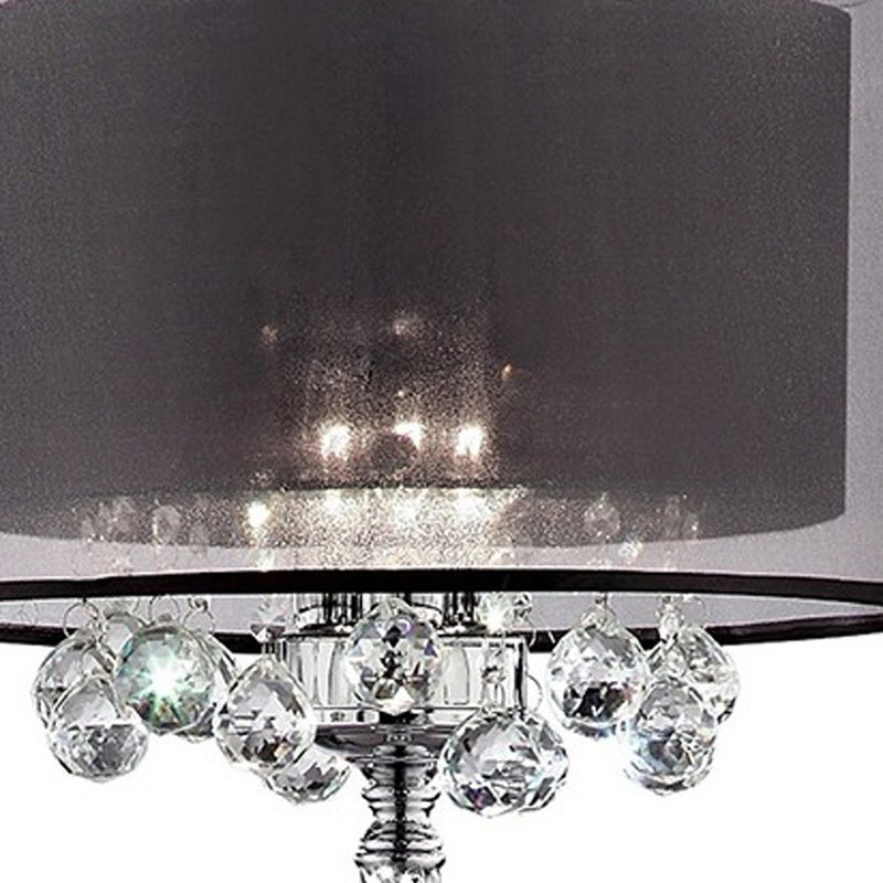 Home Outfitters Contempo Silver Floor Lamp with Black Shade and Crystal Accents