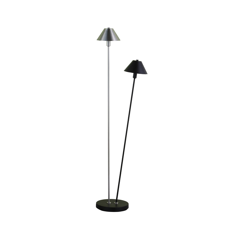 Home Outfitters 48" Nickel Two Lights LED Novelty Floor Lamp With Black And Silver Empire Shade