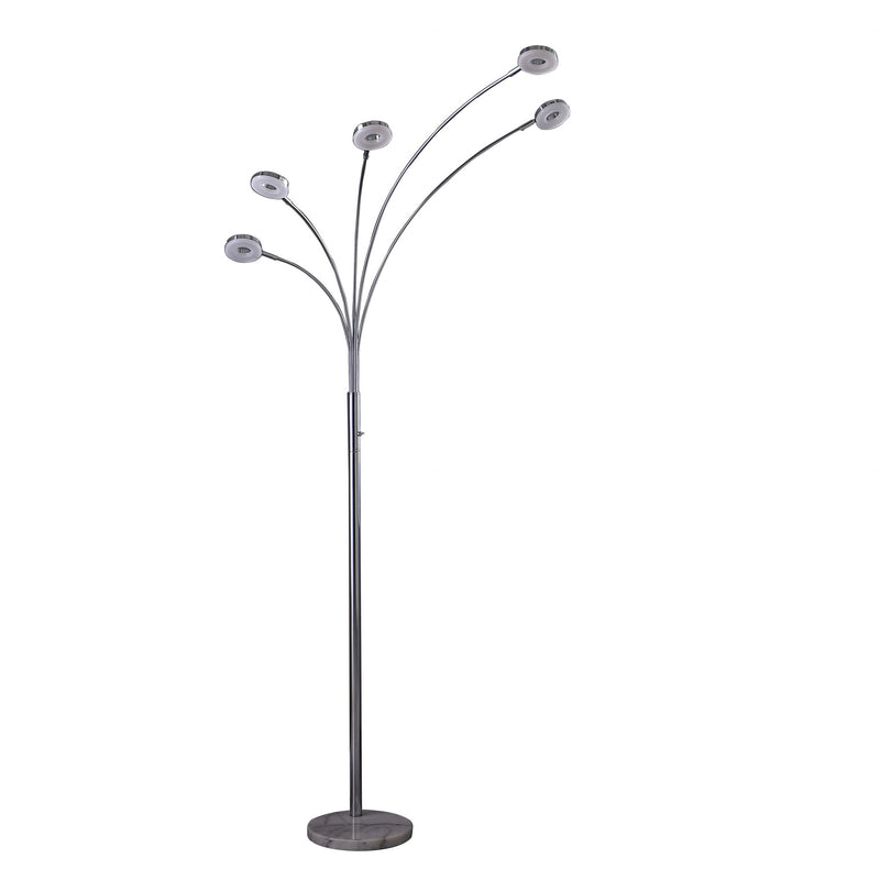 Home Outfitters 80" Silver 5 Light Contempo Arc LED Floor Lamp