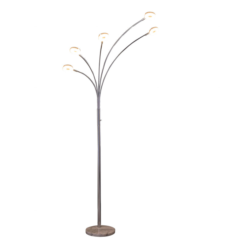 Home Outfitters 80" Silver 5 Light Contempo Arc LED Floor Lamp