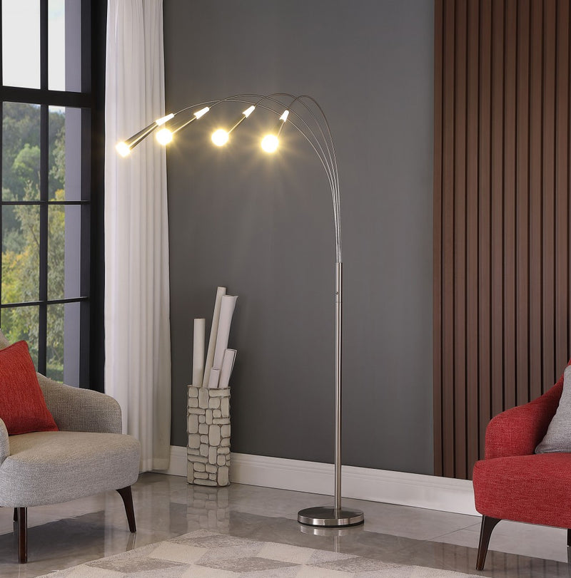 Home Outfitters 72" Nickel Four Lights LED Arc Floor Lamp