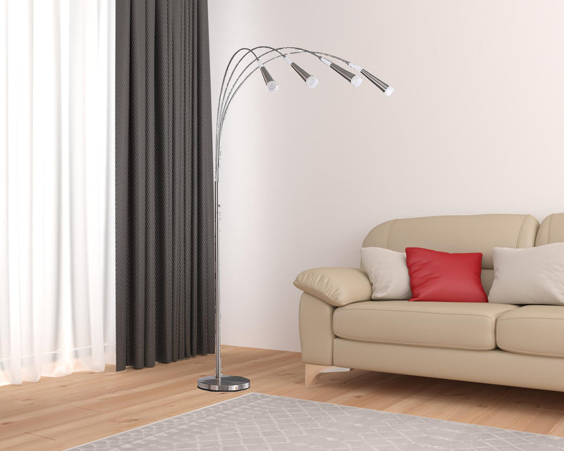 Home Outfitters 72" Nickel Four Lights LED Arc Floor Lamp