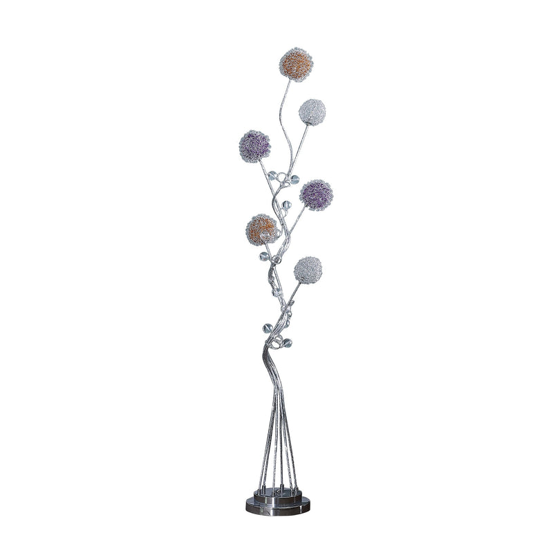 Home Outfitters 59" Steel Six Light LED Novelty Floor Lamp With Colorful Funky Floral Shades