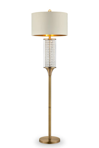 Home Outfitters 62" Gold Column Floor Lamp With Off-White Drum Shade