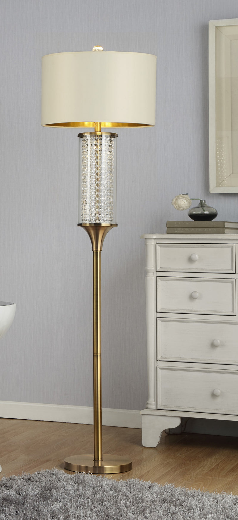 Home Outfitters 62" Gold Column Floor Lamp With Off-White Drum Shade