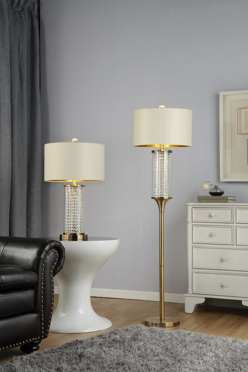 Home Outfitters 62" Gold Column Floor Lamp With Off-White Drum Shade