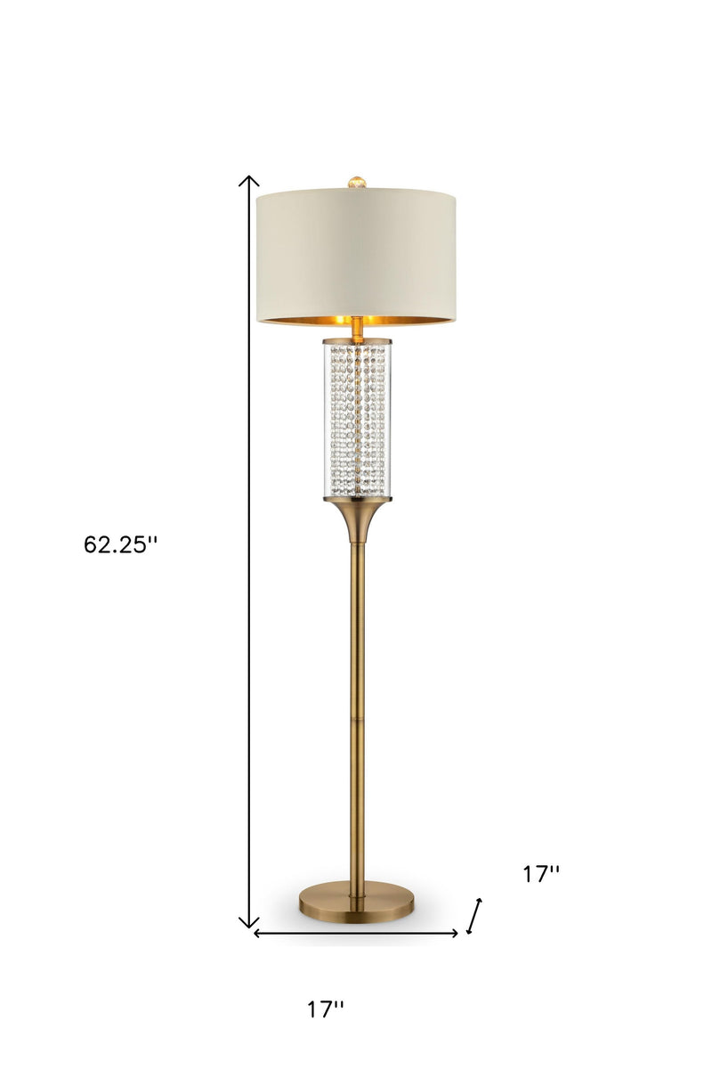 Home Outfitters 62" Gold Column Floor Lamp With Off-White Drum Shade