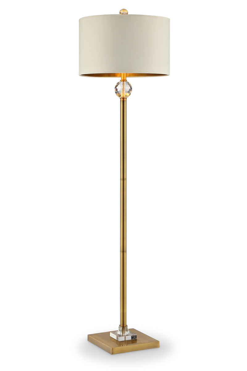 Home Outfitters 63" Gold Column Floor Lamp With Off-White Drum Shade