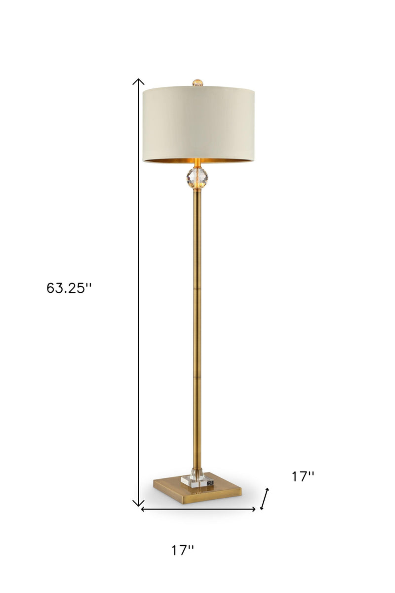 Home Outfitters 63" Gold Column Floor Lamp With Off-White Drum Shade