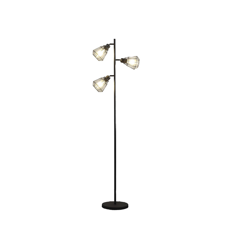 Home Outfitters 66" Black Three Light Tree Floor Lamp Set