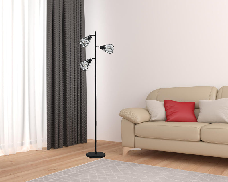 Home Outfitters 66" Black Three Light Tree Floor Lamp Set