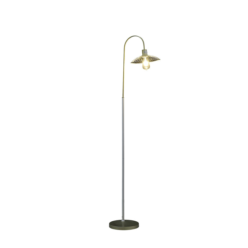 Home Outfitters 64" Gold and Arched Floor Lamp With Metal Cage Shade