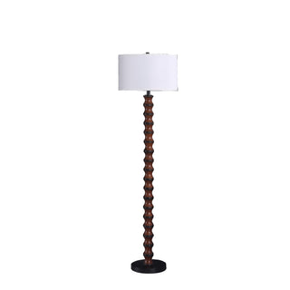Home Outfitters 61" Dark Cherry Black Faux Wood Bubble Floor Lamp With White Drum Shade