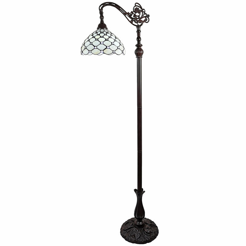 Home Outfitters 62" Brown Traditional Shaped Floor Lamp With White Stained Glass Bowl Shade