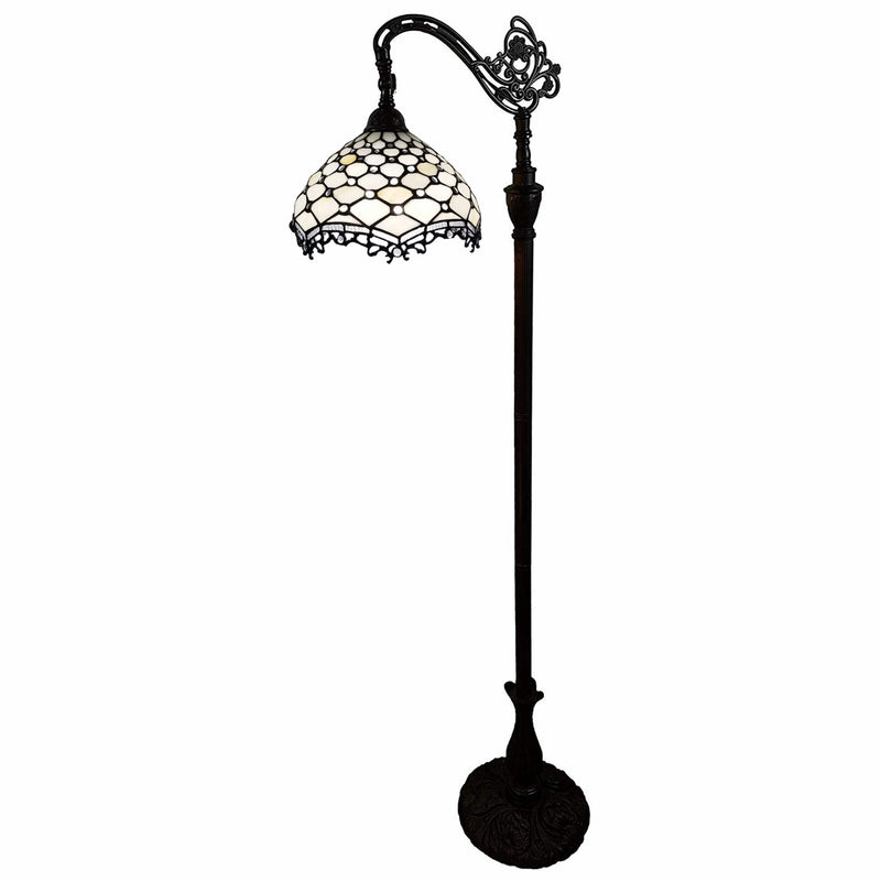 Home Outfitters 62" Brown Traditional Shaped Floor Lamp With White Tiffany Glass Bowl Shade